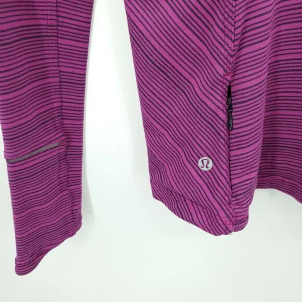 Lululemon Kanto Catch Me Long Sleeve 4 Stripe Regal Plum Naval Blue